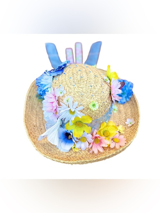 Rare Find! Vintage The Scala Collection Floral Straw Sun Hat w/ Pastel Blooms, S main image 11